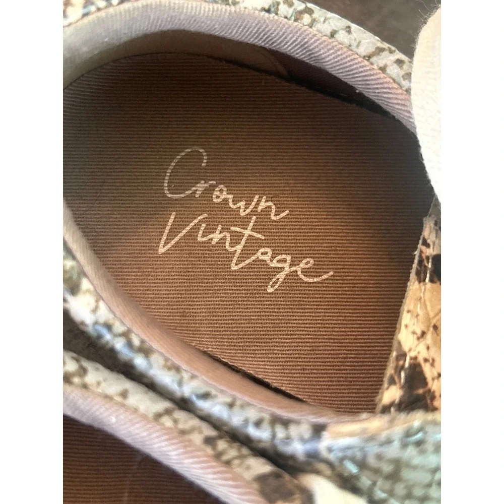 Crown Vintage Snakeskin Sneakers‎ Espadrille Platform Casual Shoes Women's